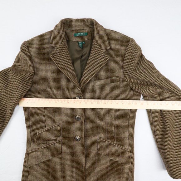 RALPH LAUREN BROWN PURPLE MULTI HOUNDS-TOOTH BLAZER JACKET SIZE 12 - Picture 12 of 15